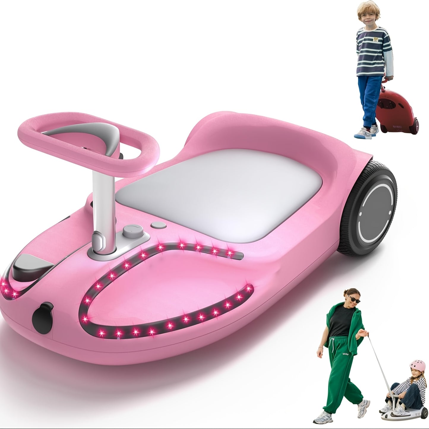 Electric Wiggle Car Ride On Toy for Kids, 4-in-1 Modes