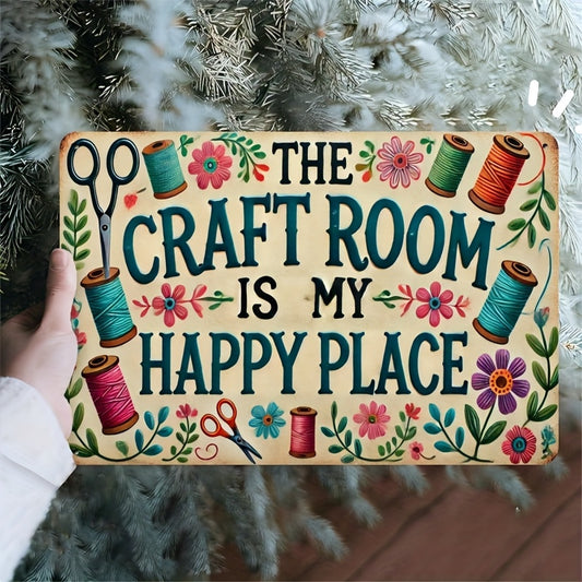 Vintage Craft Room Sign Happy Place Iron Wall Art Decor