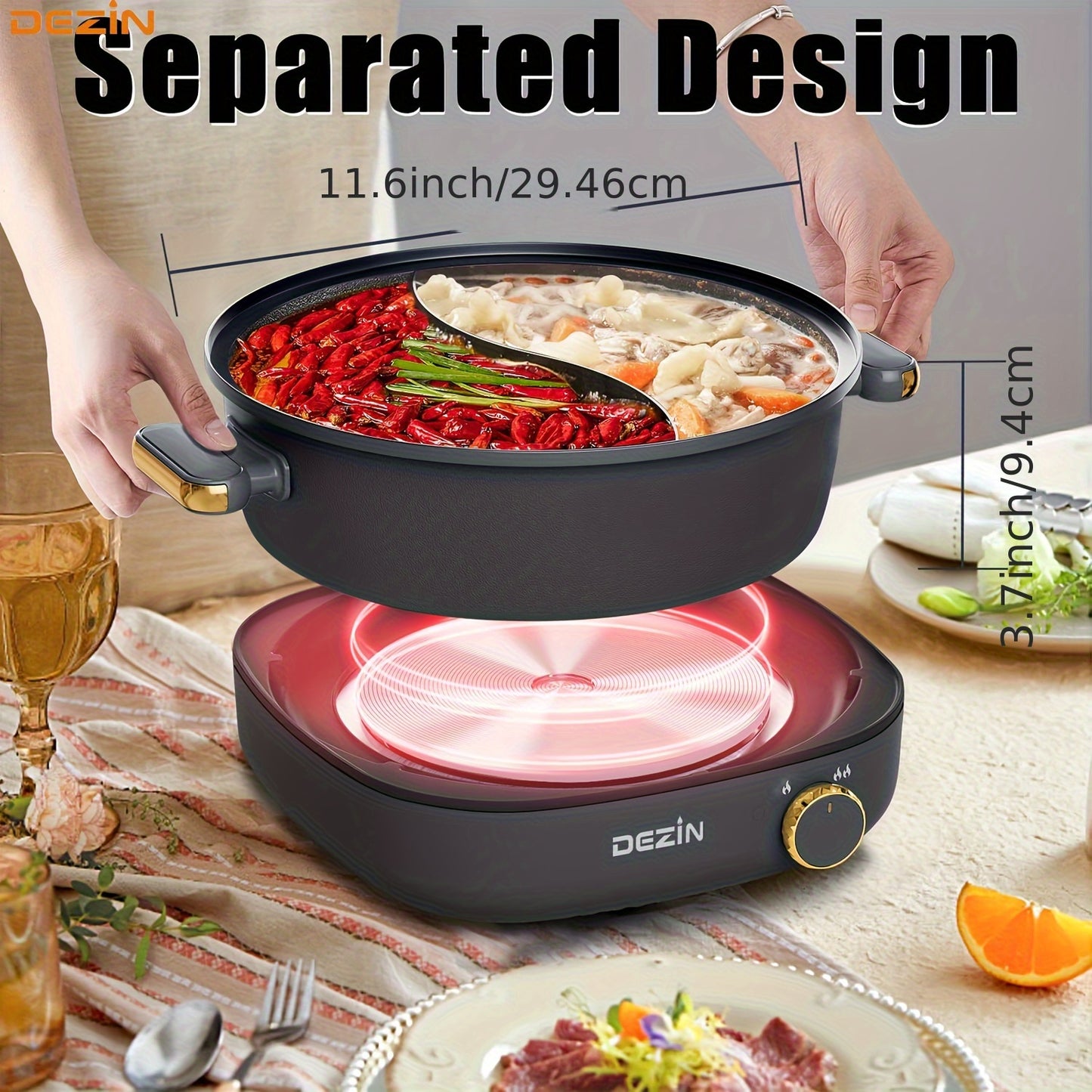 Electric Shabu Shabu Pot With Dual Flavor Nonstick Family
