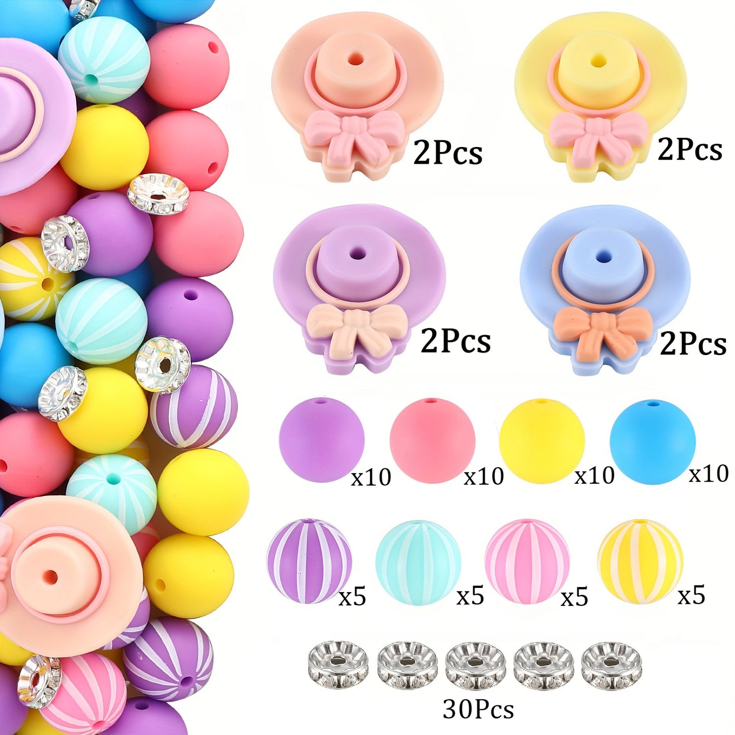 Silicone Beads 15mm 98Pcs Rondelle Spacer For DIY Jewelry