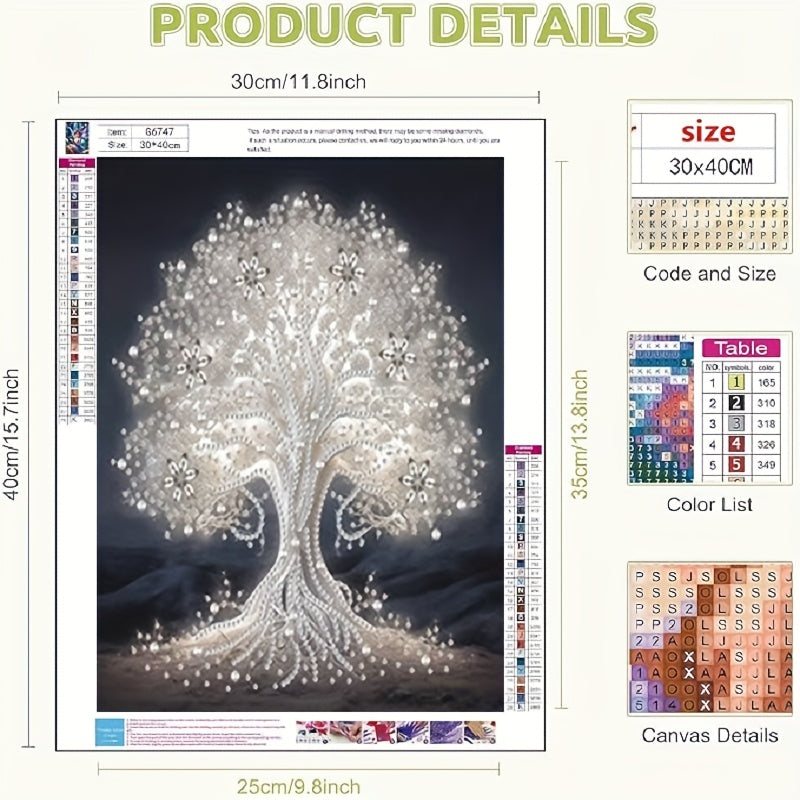 5D DIY Full Round Diamond Painting Tree Kit, 30x40cm Home Decor