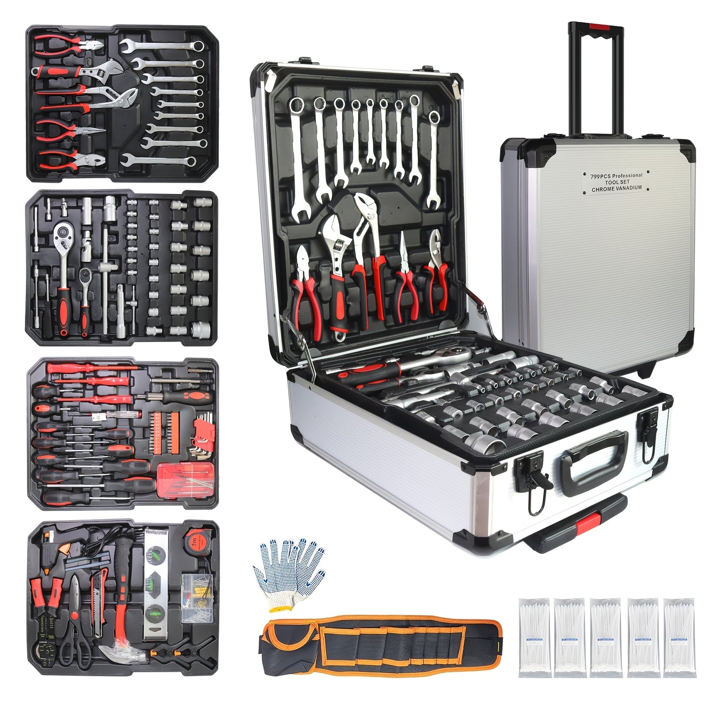 Rolling Tool Box Set For Men With Aluminum Case Gift