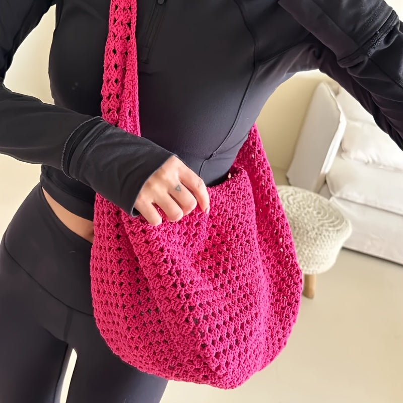 Big Hot Pink Crochet Tote Bag Diy Craft Kit Oversized Gym