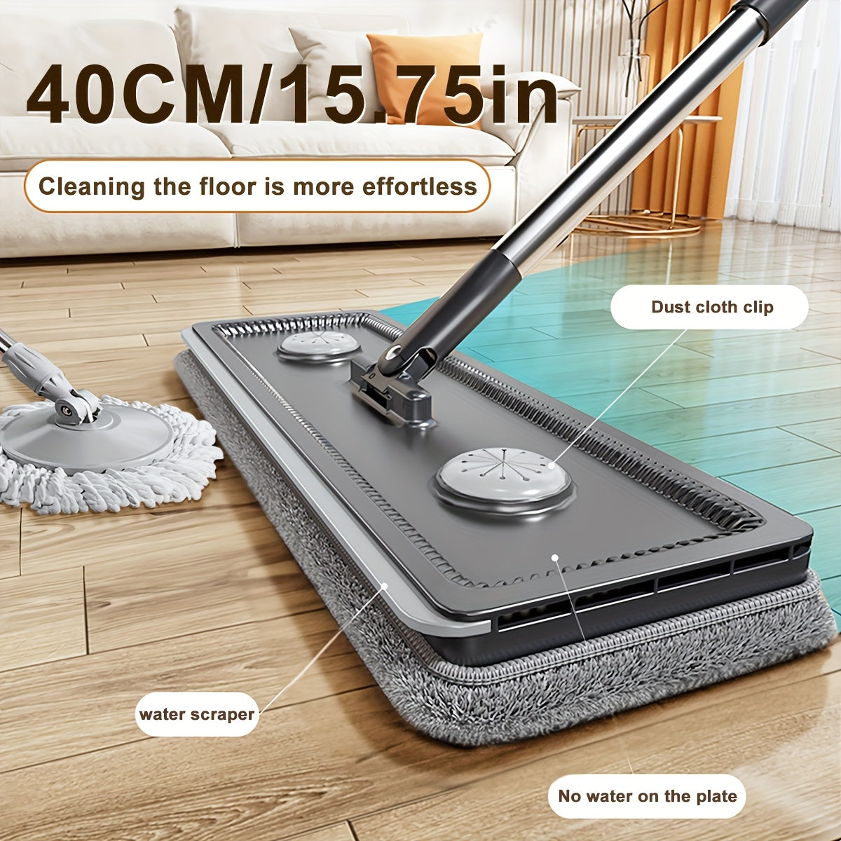 Stainless Steel Rod Mop And Bucket Set With Microfiber Pads