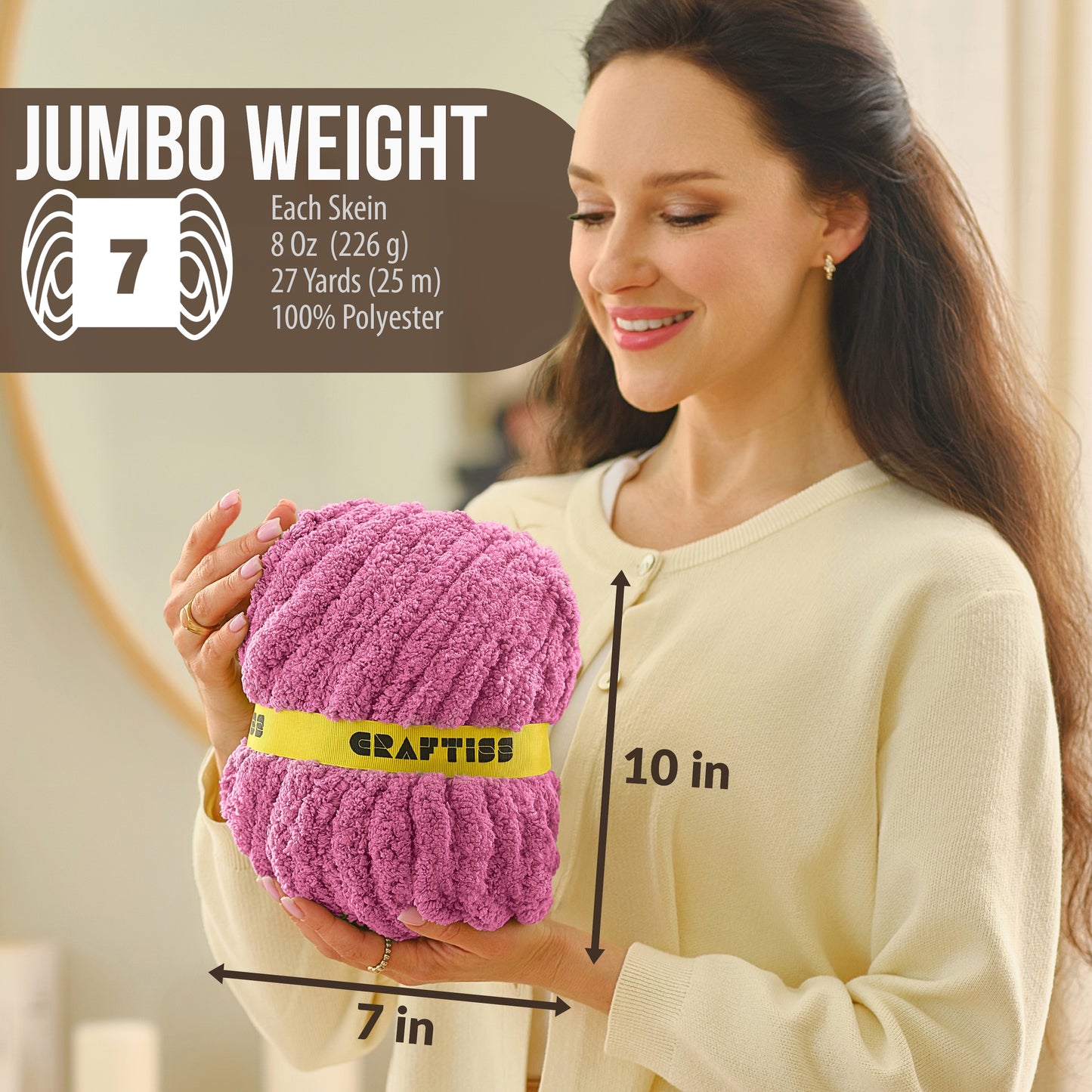 Chunky Chenille Yarn Jumbo 7 Weight Skeins For Crocheting