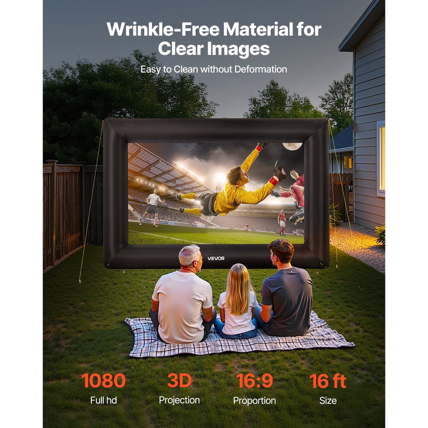 VEVOR Inflatable Projector Screen 14 16 20ft Outdoor