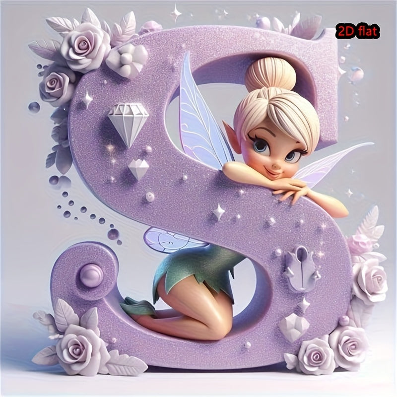 Round Diamond Art Kit with A-Z Letters and Elves Wall Decor
