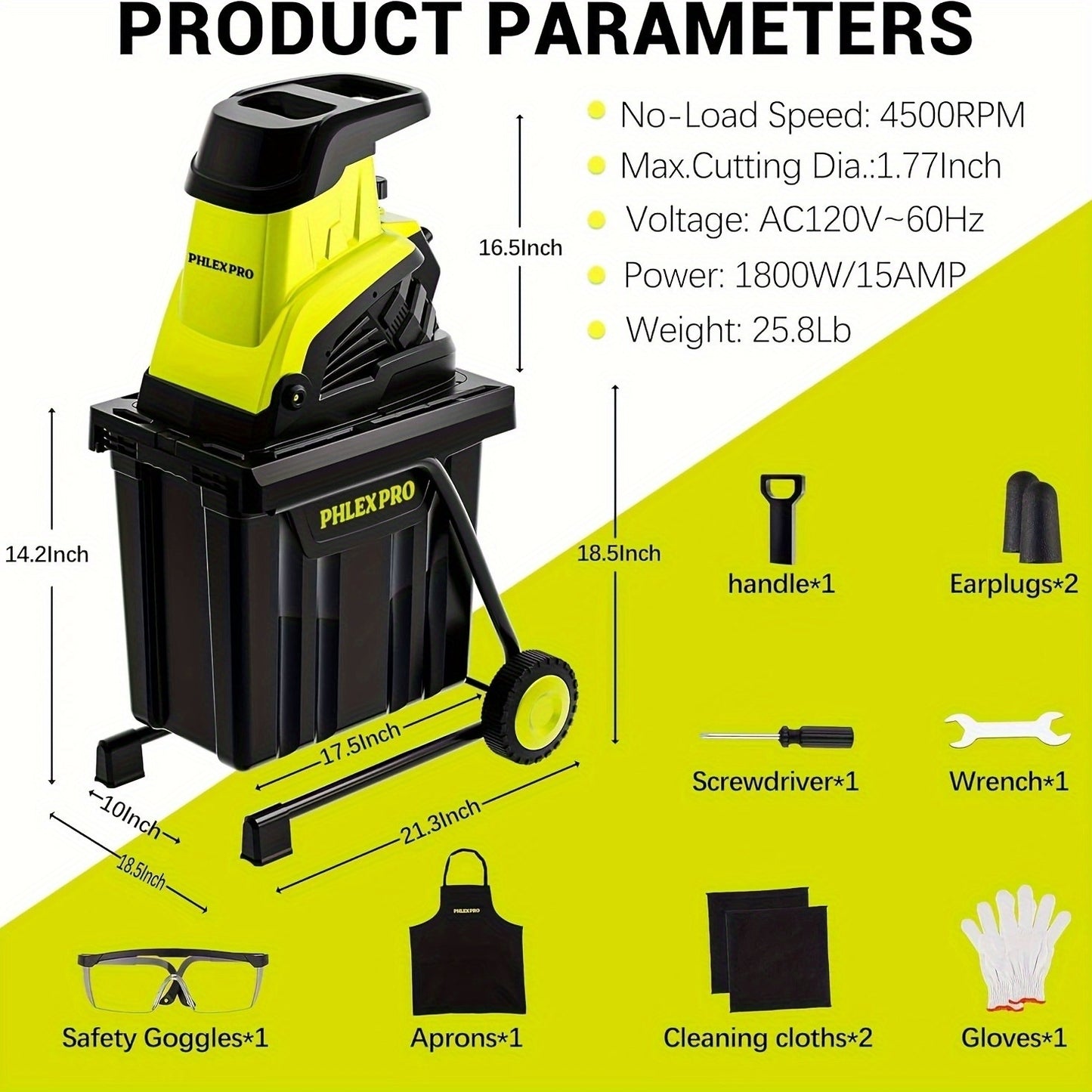 Electric Wood Chipper Shredder With 15-Amp Motor And Bin