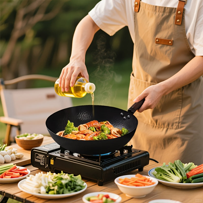 Hihegd Cast Iron Wok Set 14 Piece Induction Safe With Lid