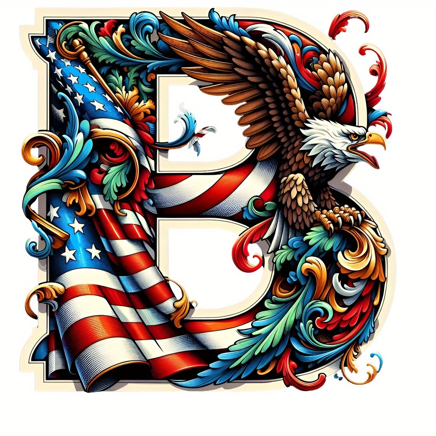 DIY Diamond Art Eagle Flag Alphabet 5D Kit 25 Letters AZ