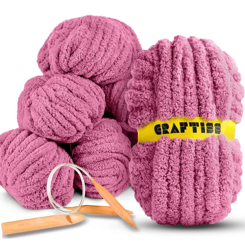 Chunky Chenille Yarn Jumbo 7 Weight Skeins For Crocheting