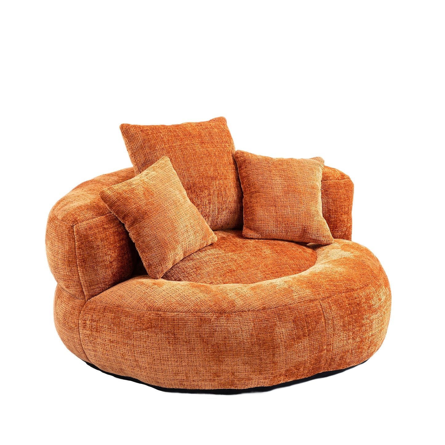 Plush Dark Blue Bean Bag Chair With Integrated Pillows