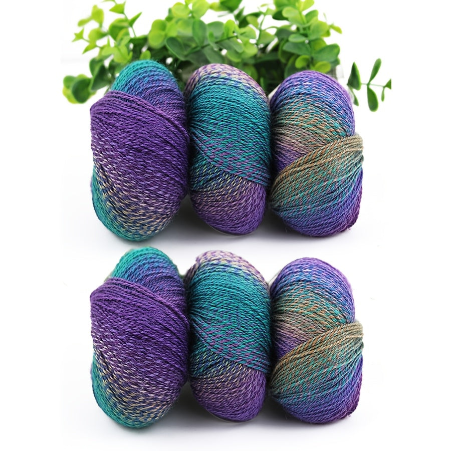 AB Gradient Wool Nylon Yarn 6pc 300g Self Stripe Crochet