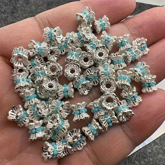 Hollow Silver Gold Flower Pendant Bead Set For DIY Jewelry