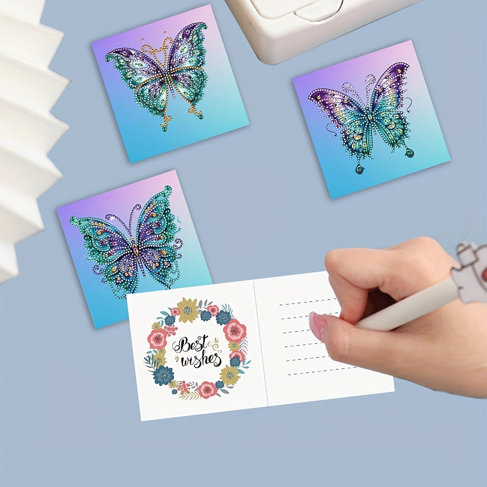 Butterfly Diamond Painting Greeting Card Kit Six Pcs DIY