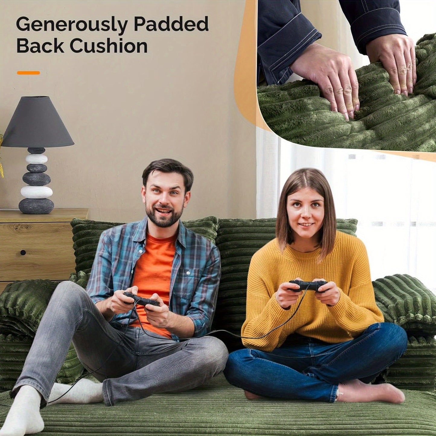 Motoos 56 Inch Oversized Sofa Bed With Corduroy Recliner