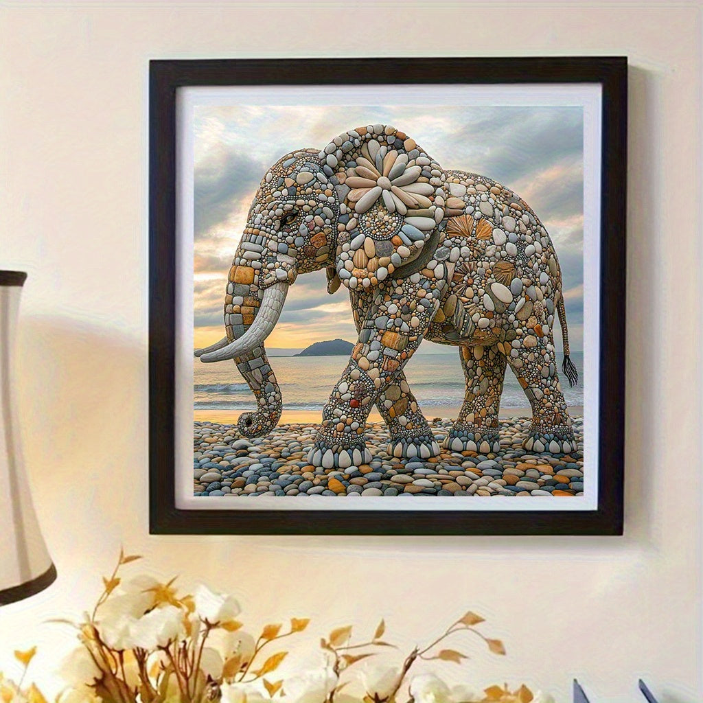 Beach Sunset Pebble Hippo DIY Diamond Painting Kit Gift