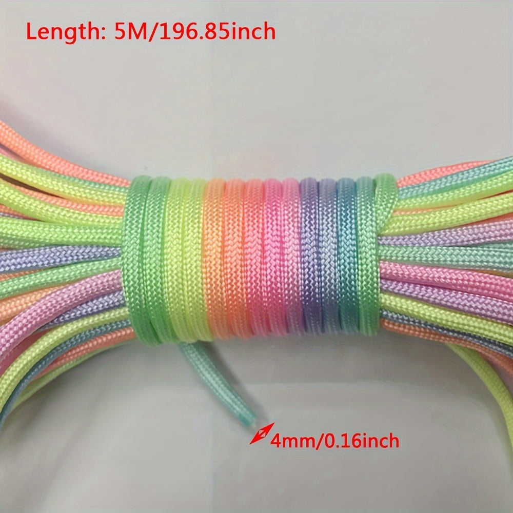 Fluorescent Rainbow Braided Rope 7 Core For DIY Macrame