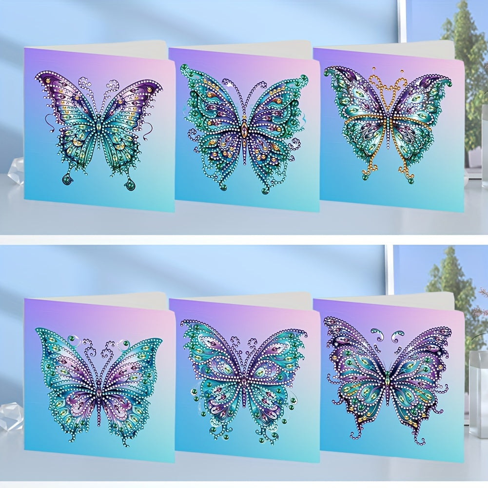 Butterfly Diamond Painting Greeting Card Kit Six Pcs DIY