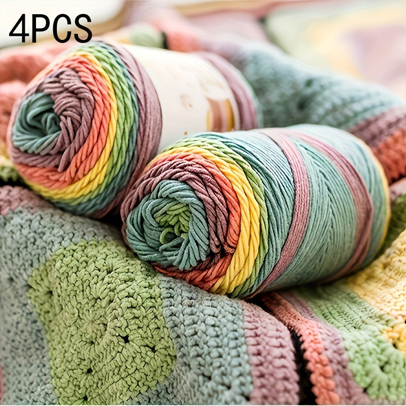 Rainbow Milk Yarn 4 Pack 5 Strands Each For Knitting