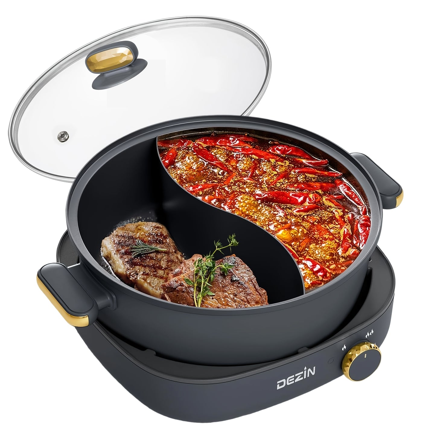 Electric Shabu Shabu Pot With Dual Flavor Nonstick Family