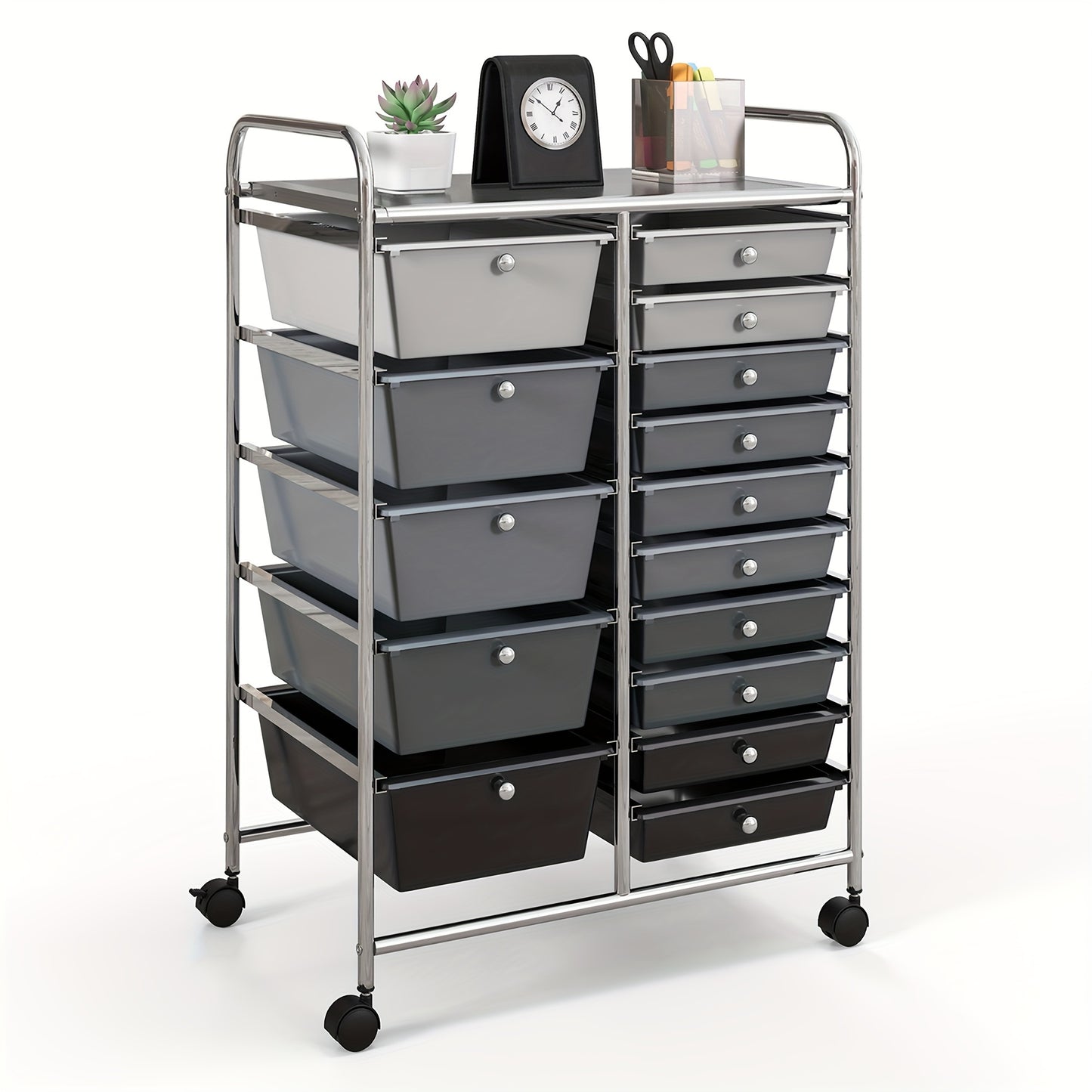 Costway 15-Drawer Rolling Storage Cart for Office and School