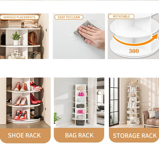 Rotating Shoe Rack Tower 5 Tier Spinning Organizer Entryway