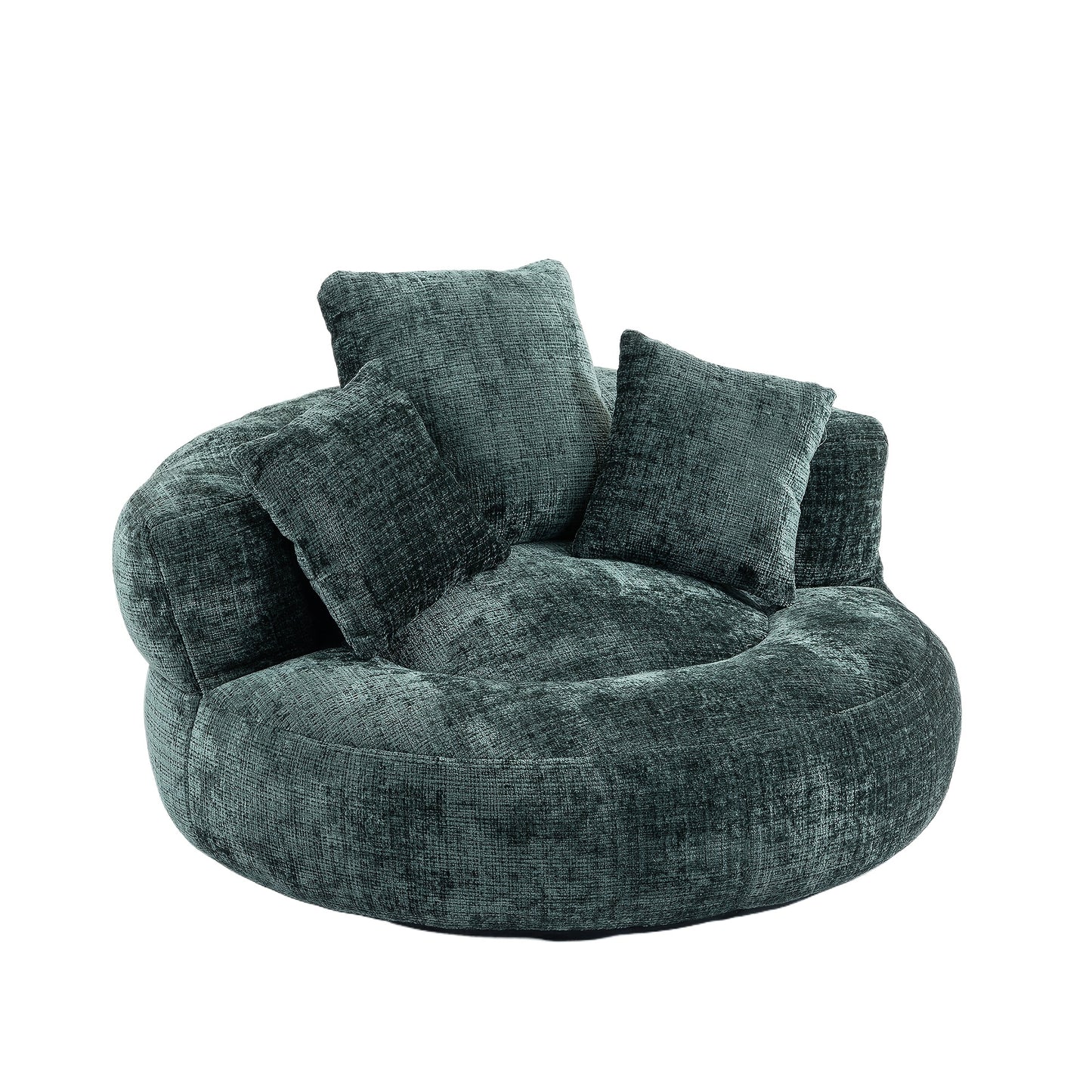 Plush Dark Blue Bean Bag Chair With Integrated Pillows