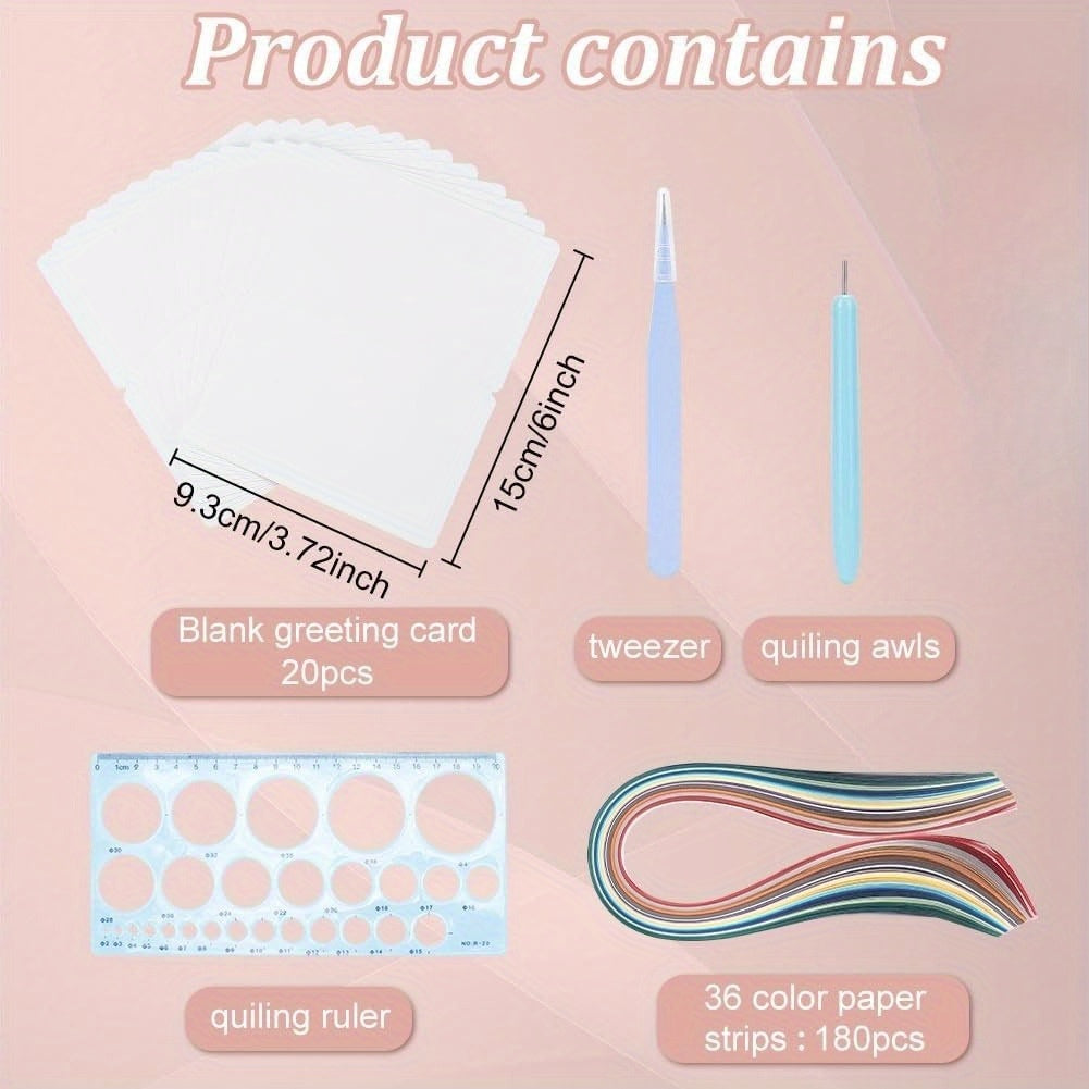 All In One Paper Quilling Kit With 36 Color Strips Tools