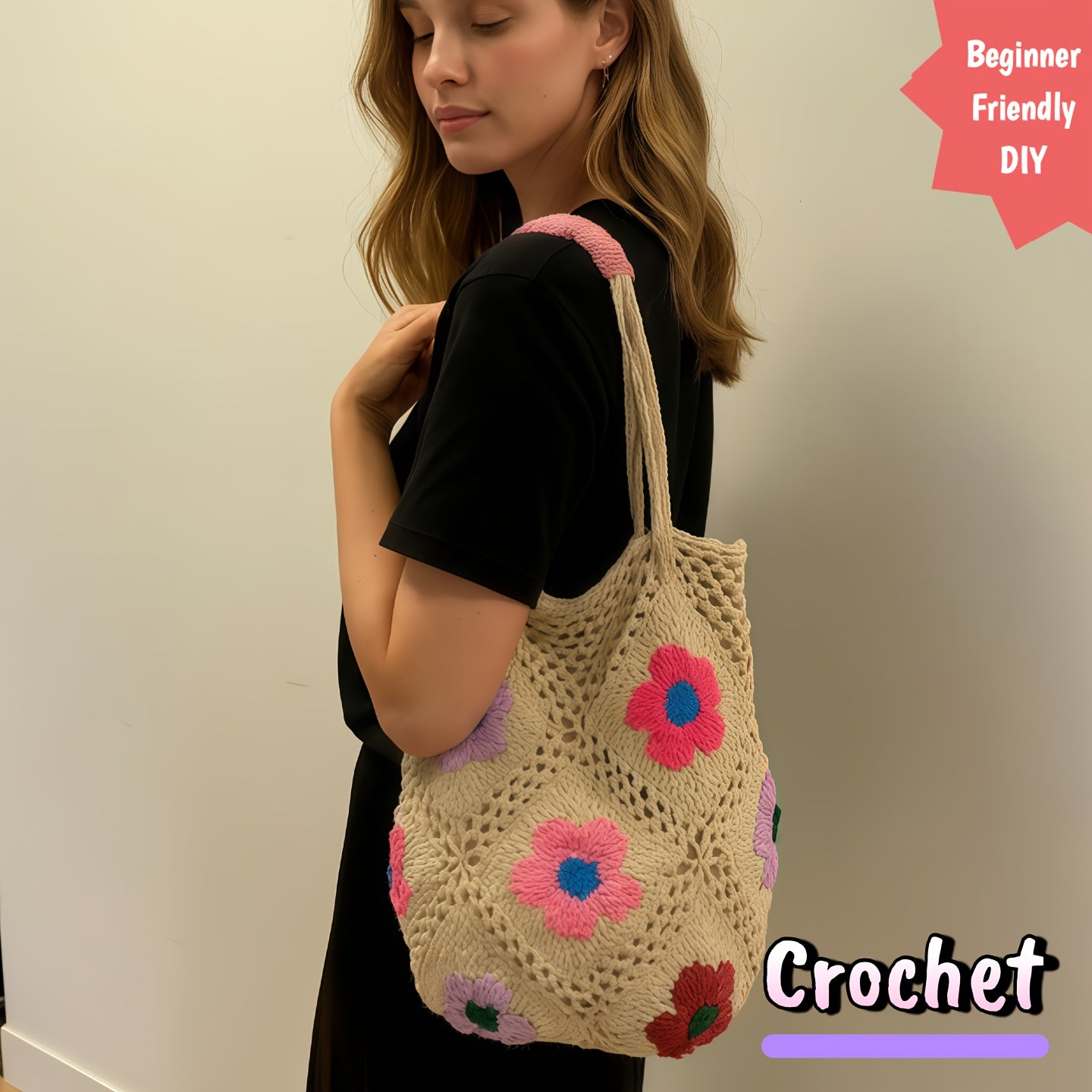 Floral Crochet Bag Kit For Beginners With Premium Yarn