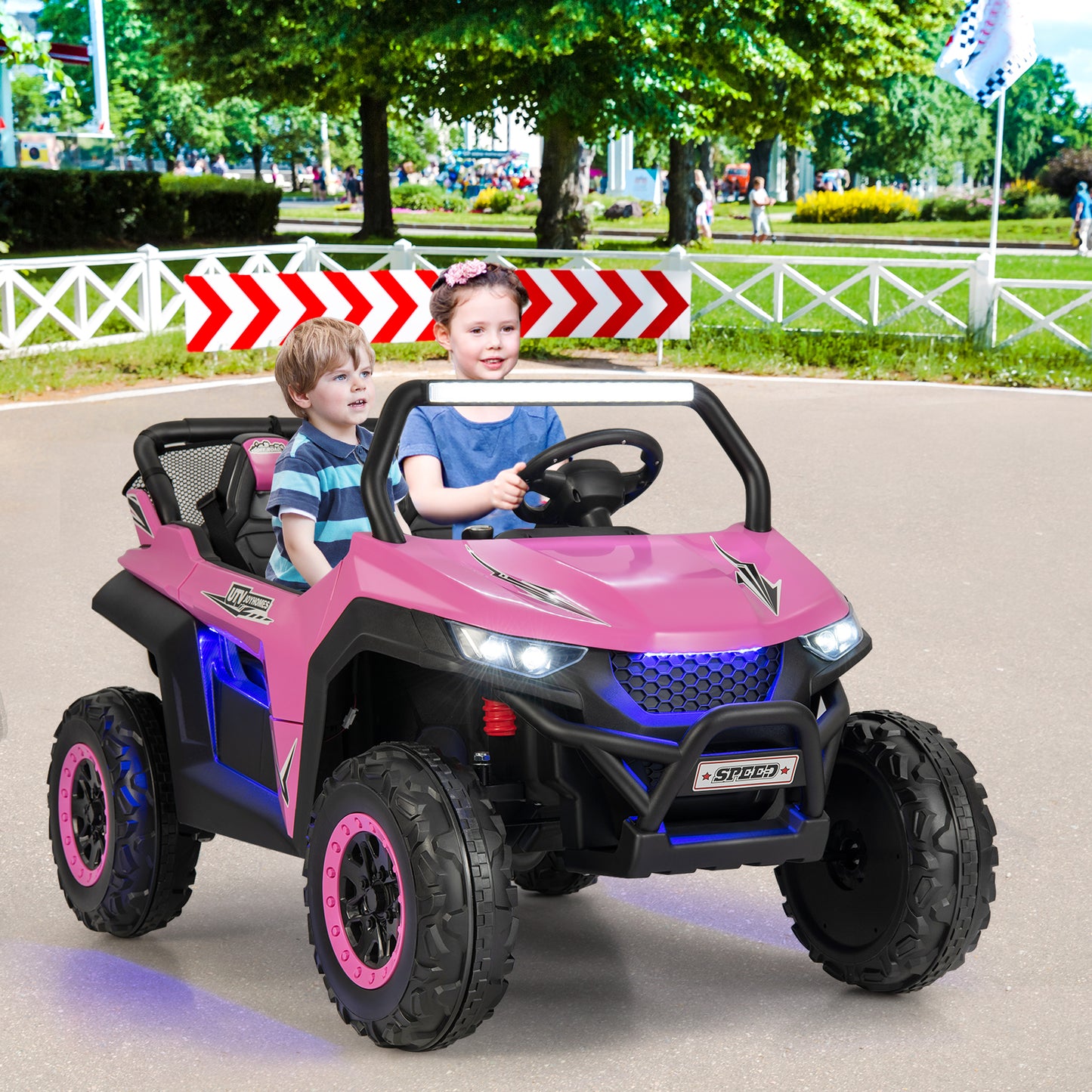 COSTWAY 12V Kids Electric UTV Ride On With Remote And Lights