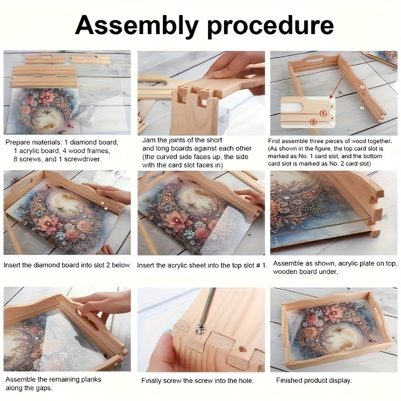 Wood Frame Diamond Painting Kit Royal Blue Butterfly