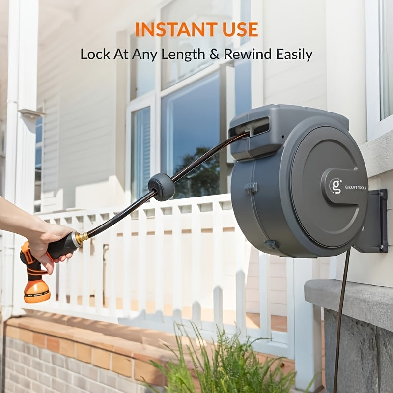Giraffe Tools Retractable Hose Reel 90ft Wall Mounted