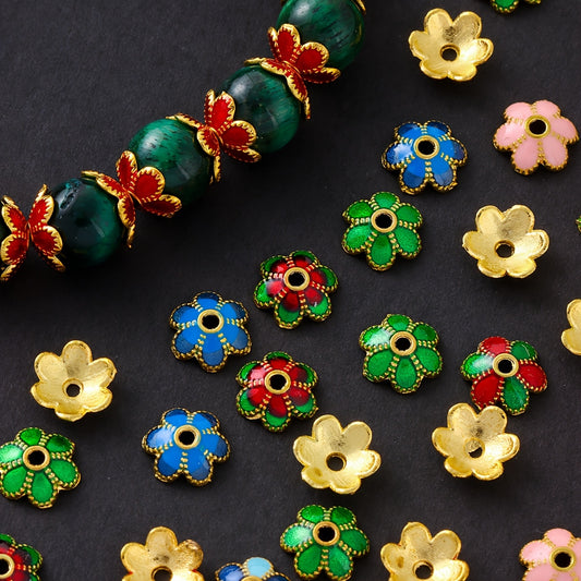 Vintage Bead Caps Six Petals Alloy Flower Spacers Jewelry