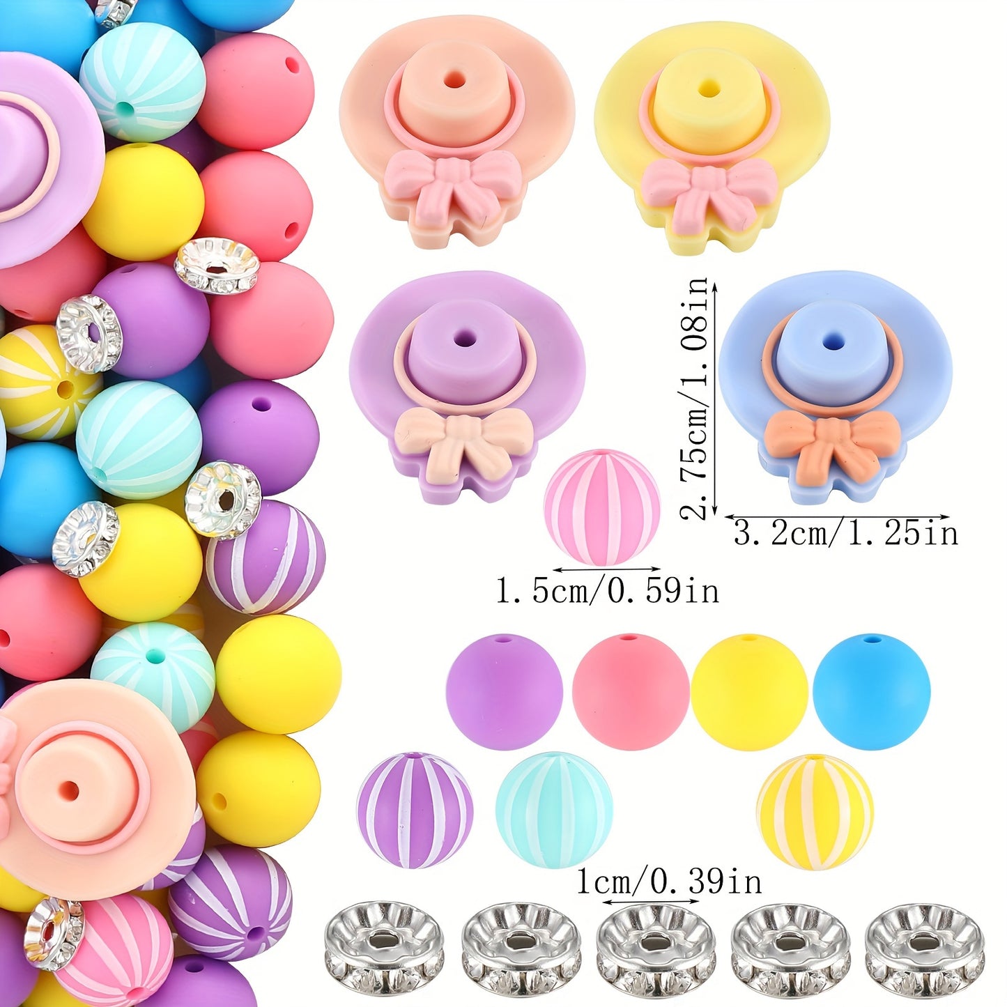 Silicone Beads 15mm 98Pcs Rondelle Spacer For DIY Jewelry