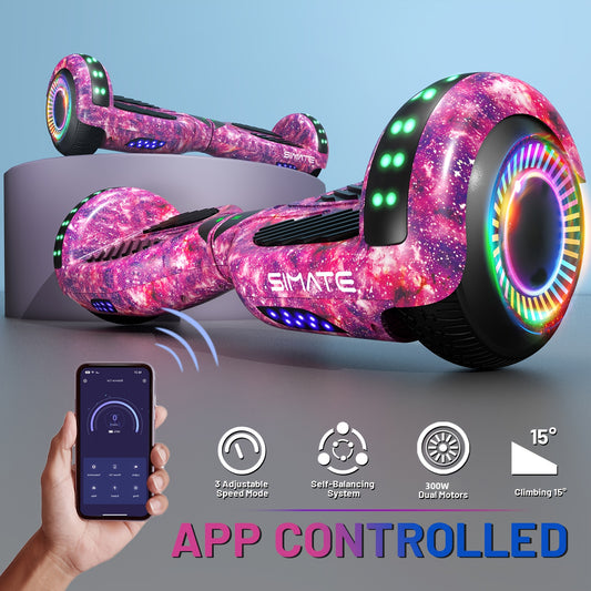 Simate 6.5 Inch Self Balancing Hoverboard Led Lights 7.5mph