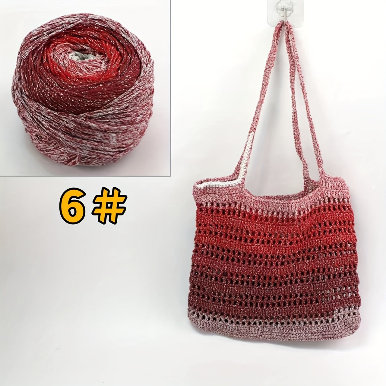 Metallic Texture Crochet Yarn 1.5mm 280m Shimmering Thread