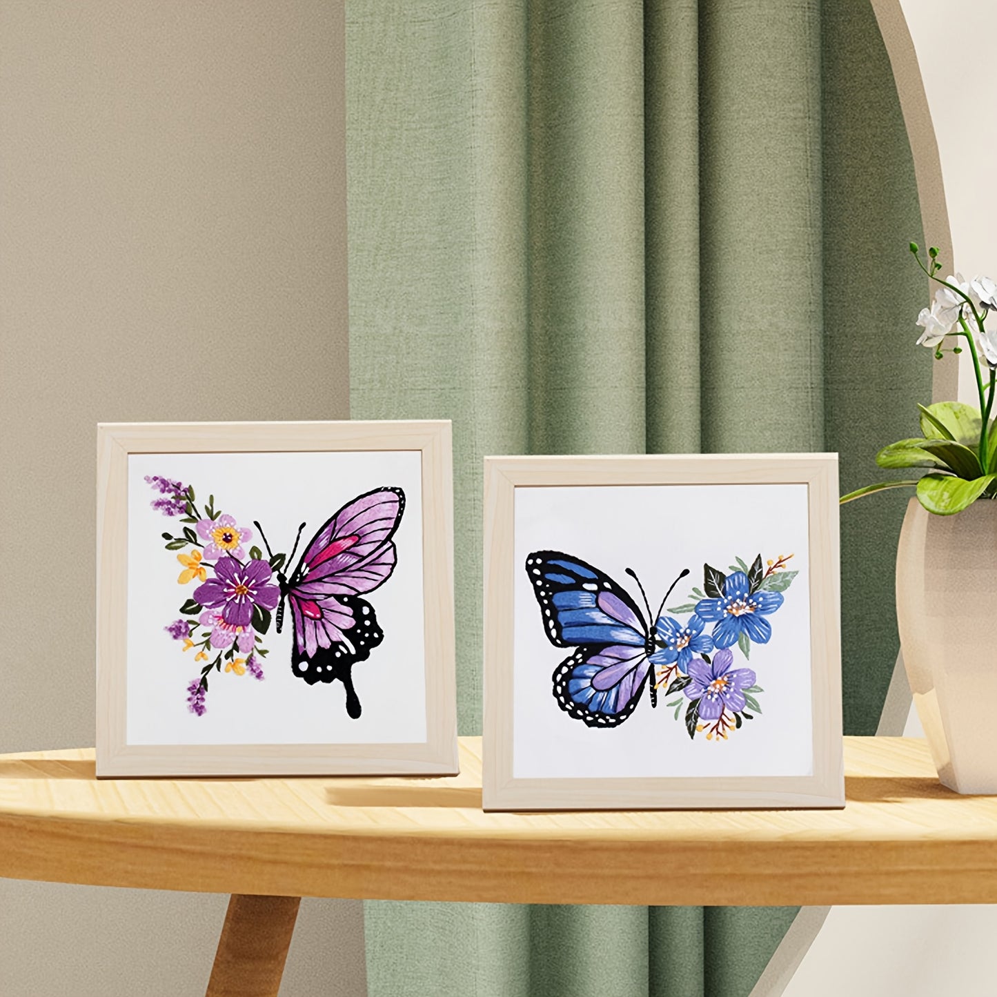 3 Piece Butterfly Embroidery Kit For Beginners With Thread