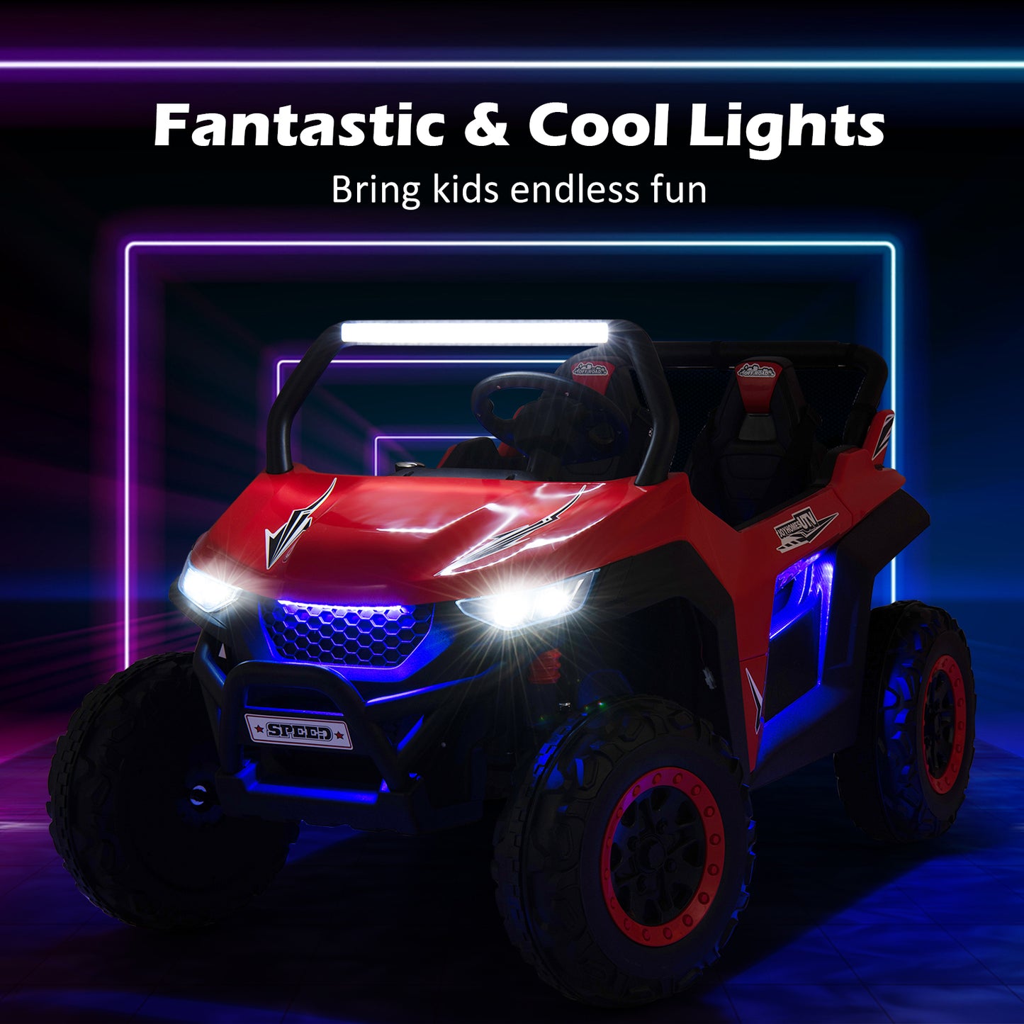 COSTWAY 12V Kids Electric UTV Ride On With Remote And Lights