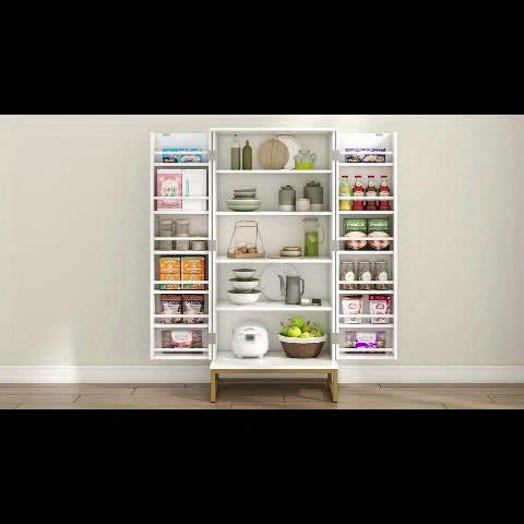 Gray Storage Cabinet with Doors and Adjustable Shelves