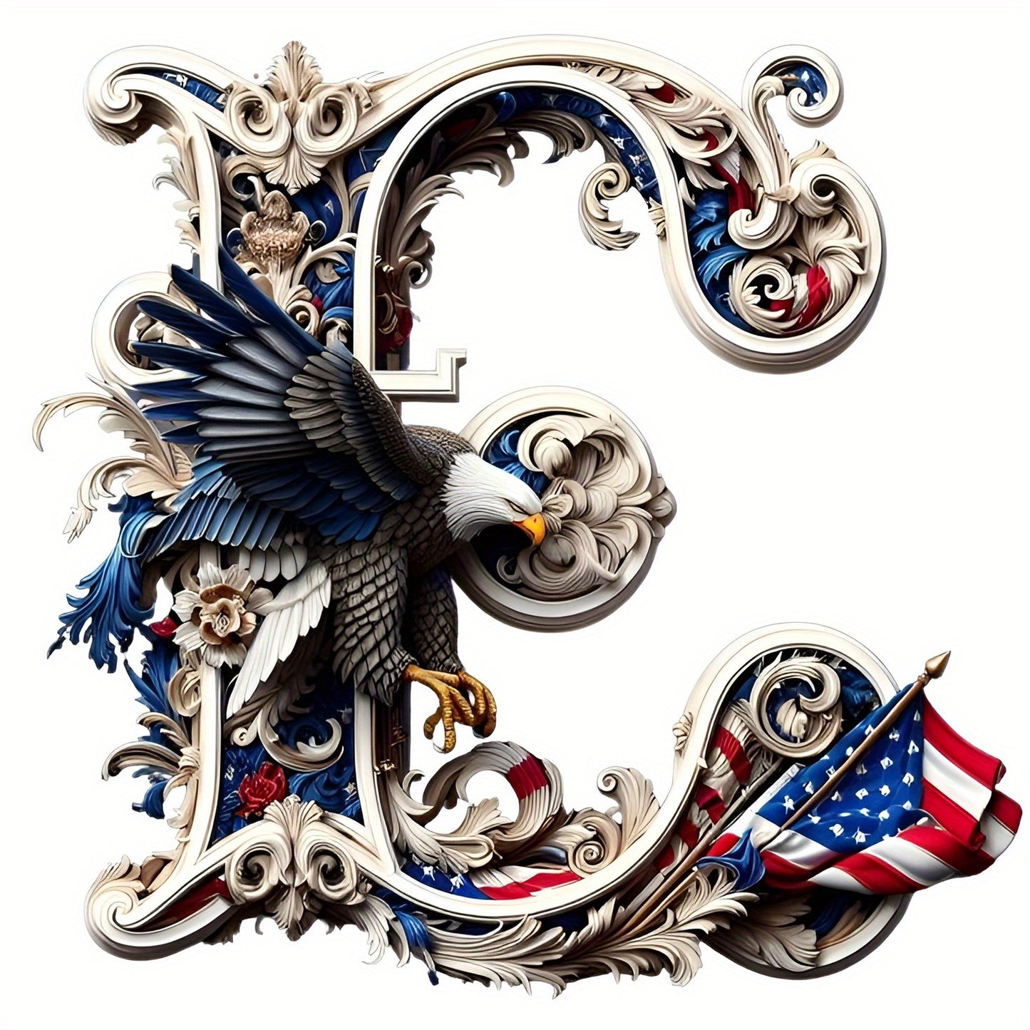 DIY Diamond Art Eagle Flag Alphabet 5D Kit 25 Letters AZ