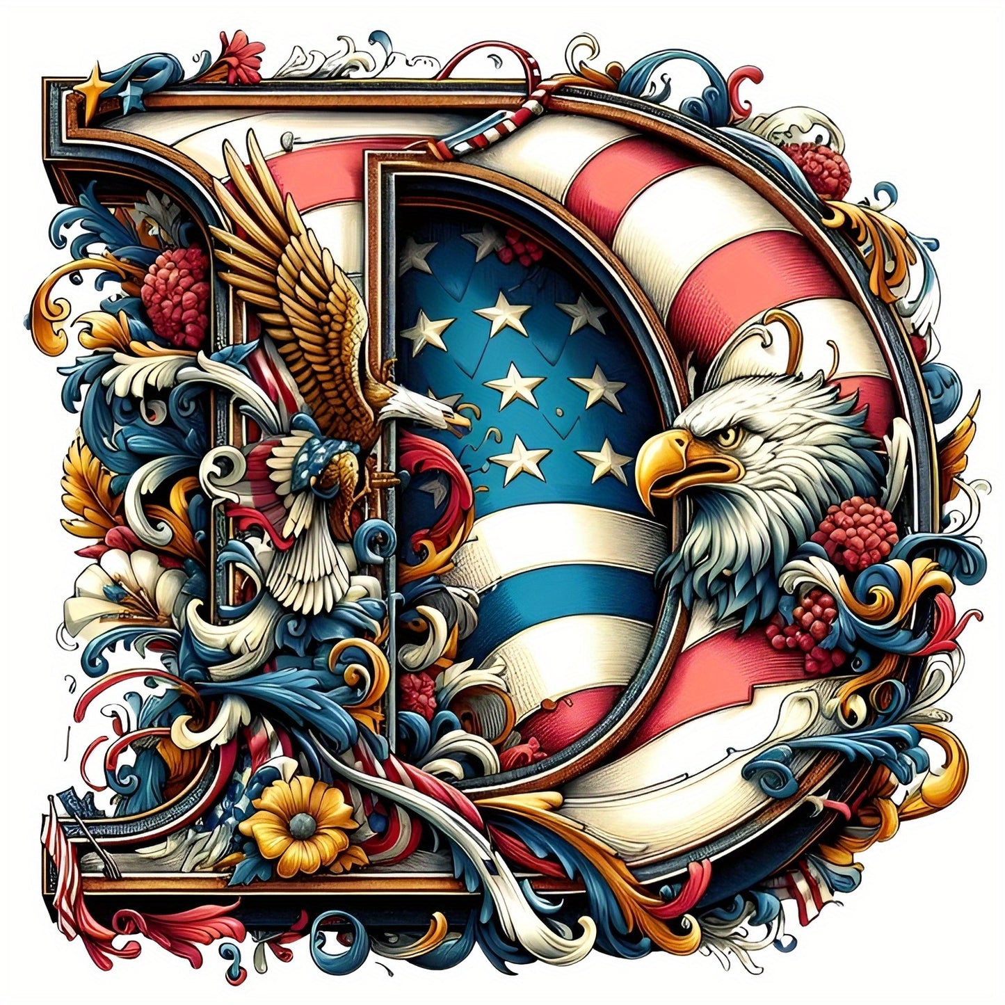 DIY Diamond Art Eagle Flag Alphabet 5D Kit 25 Letters AZ
