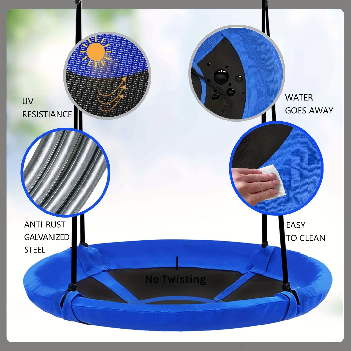 Blue 43 Inch Saucer Swing 2 In 1 Tent Swing 360 Rotation