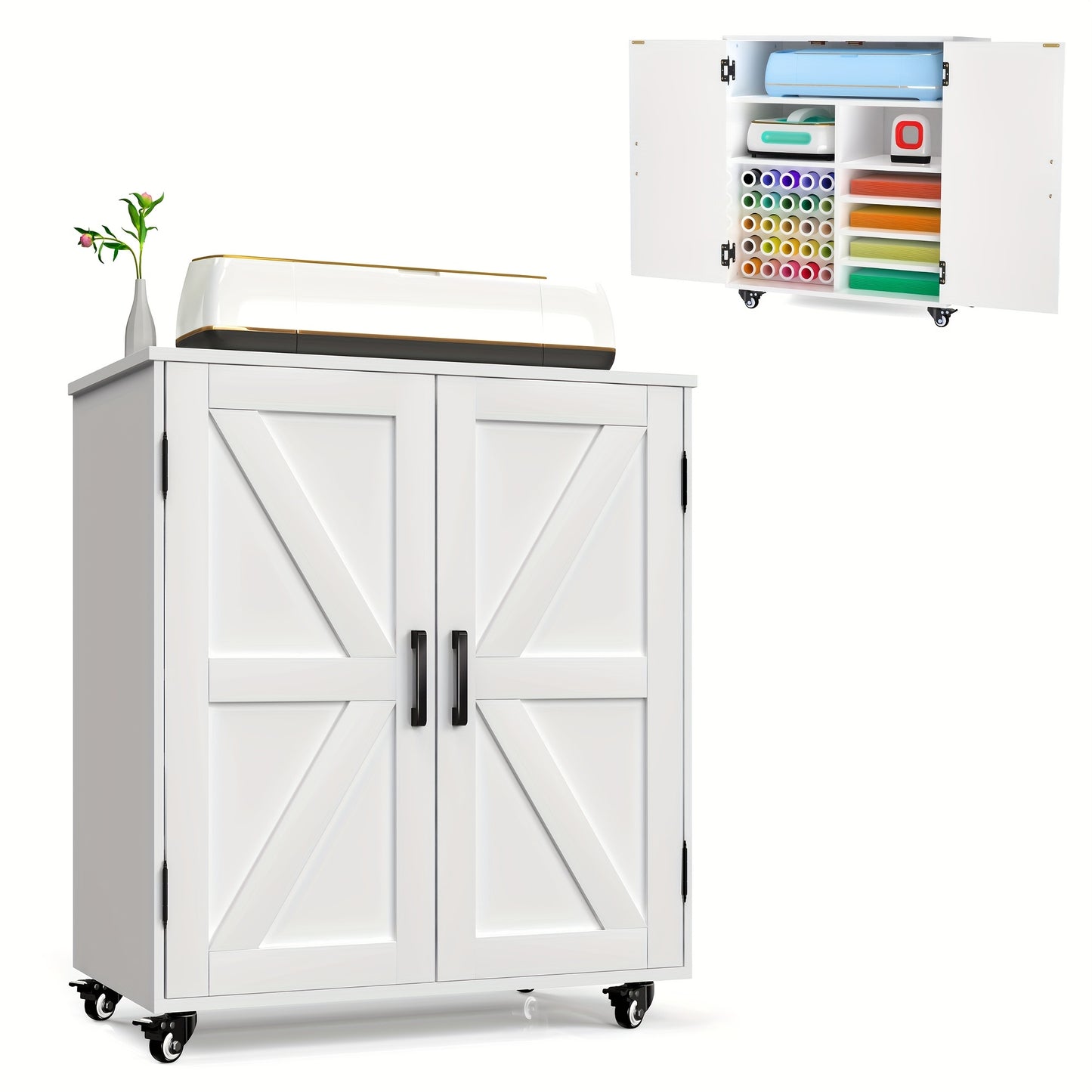 Modern Farmhouse Craft Cart With 25 Vinyl Holders