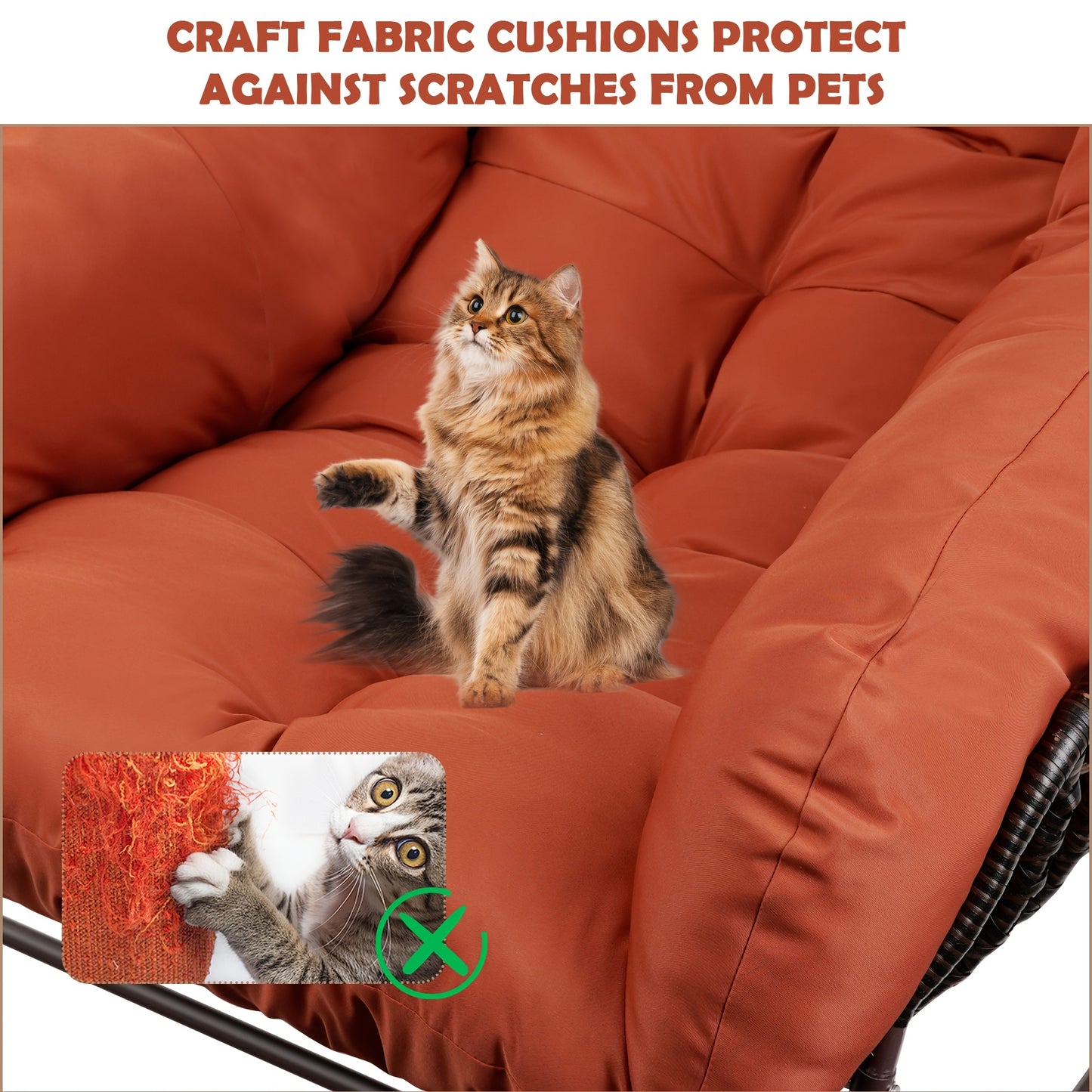 Oversized All Weather Wicker Papasan Rocking Chair Cushion