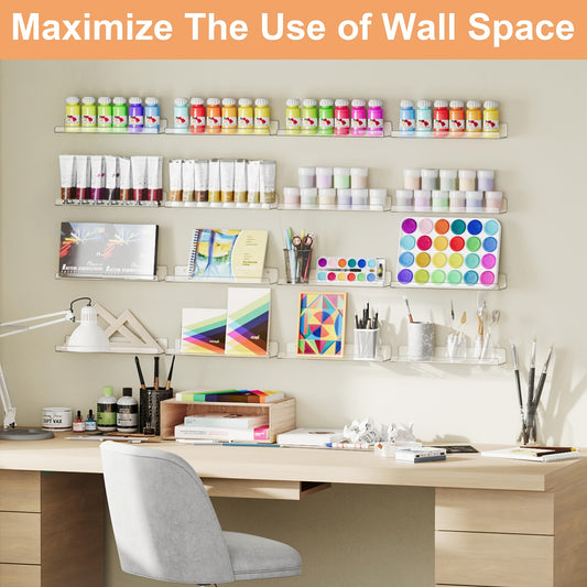 Upsimples 14 Pack Clear Acrylic Wall Shelves For Storage And Display