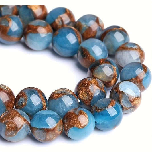 Blue Golden Veins Beads For Jewelry Making 4 6 8 10 12mm