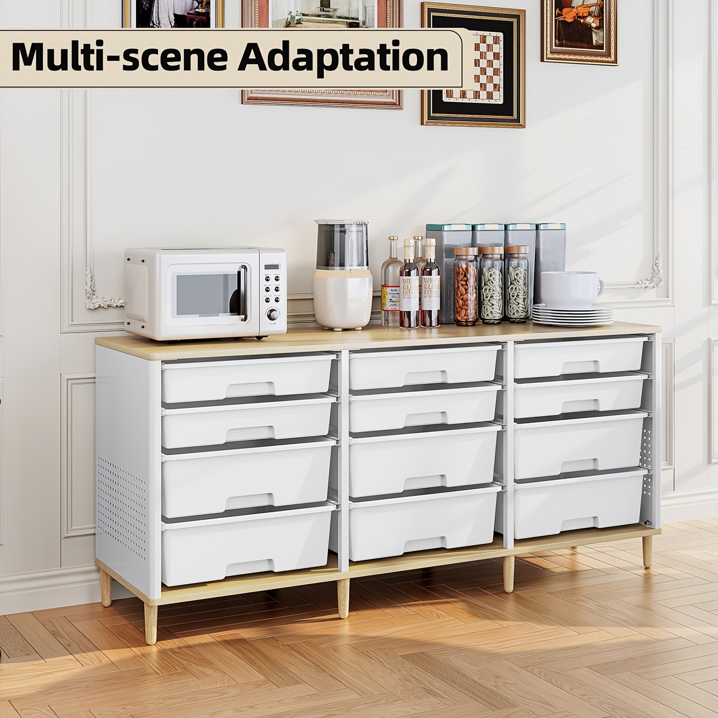 TOOLF 12-Drawer Storage Cabinet with Tabletop Organizer