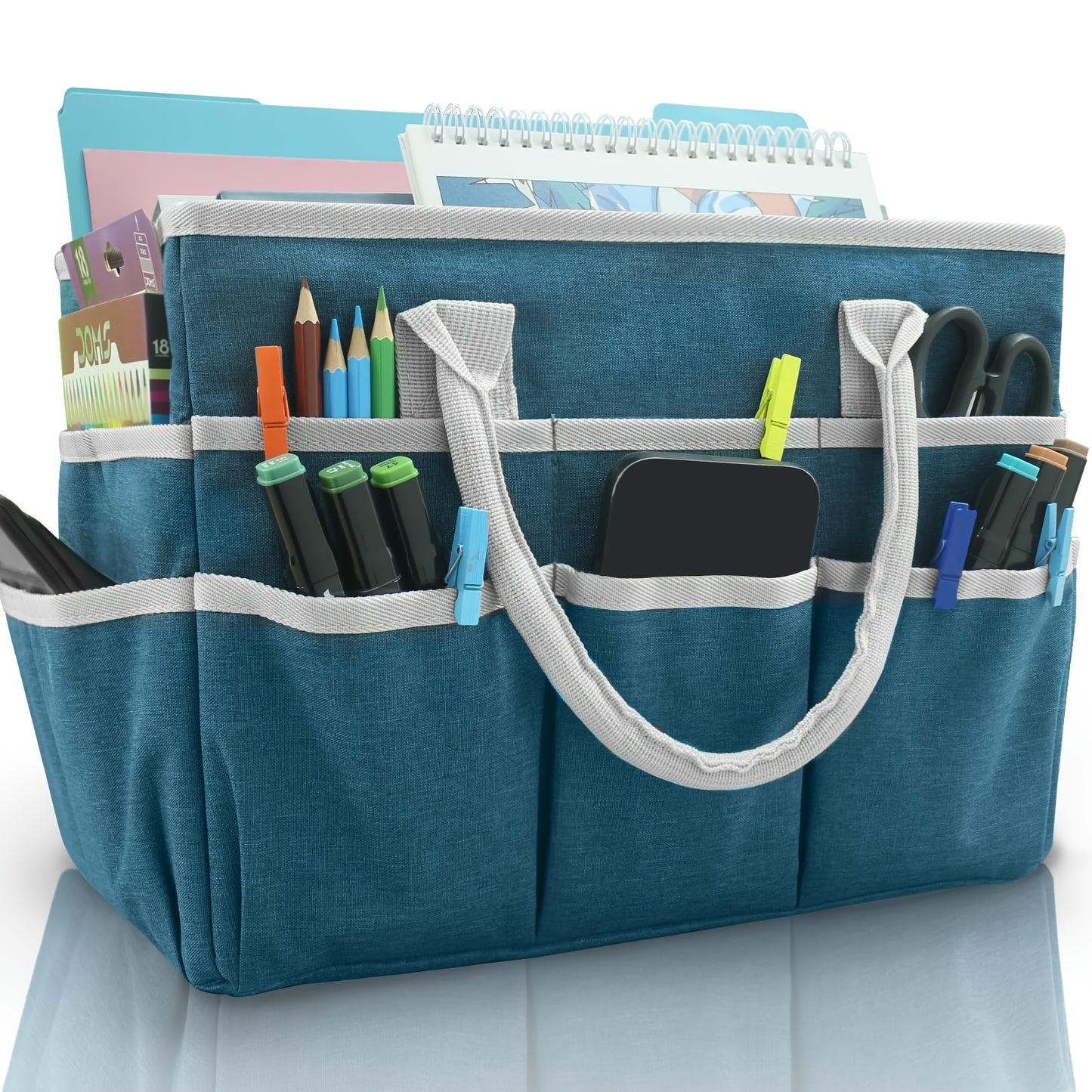 Oxford Fabric Art Organizer Tote Bag With Pockets For Artists