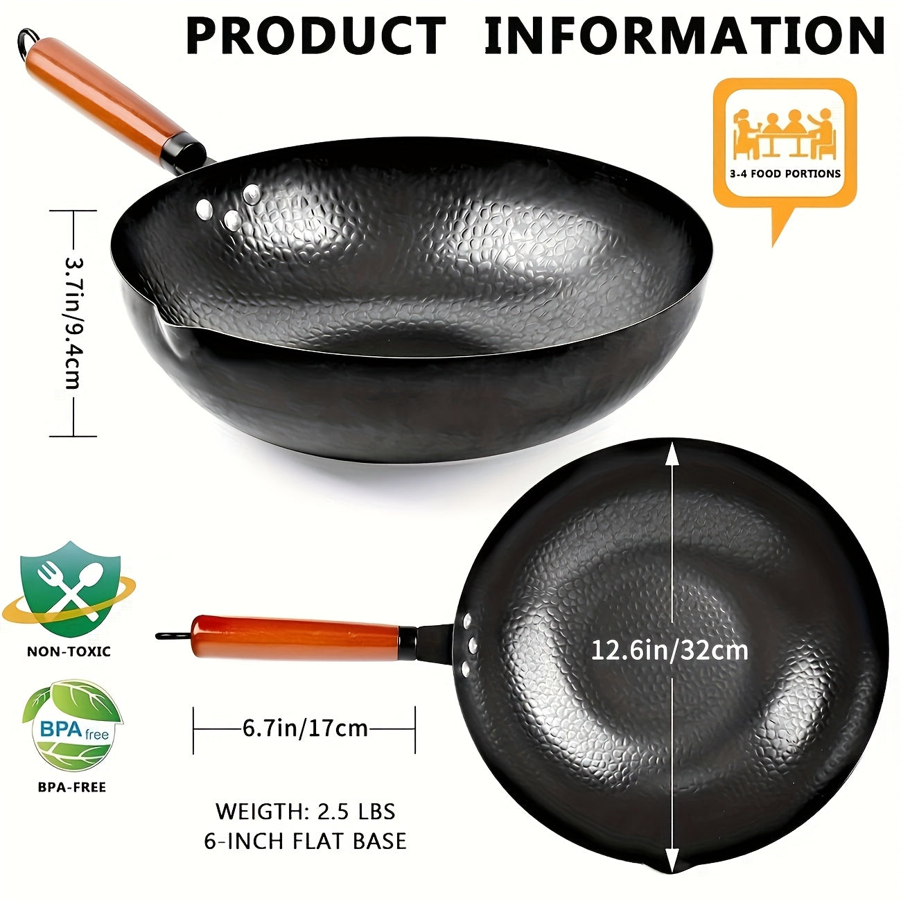 Hihegd Cast Iron Wok Set 14 Piece Induction Safe With Lid